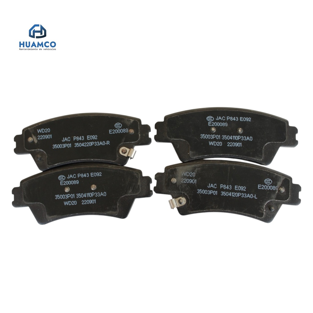 JGO PASTILLA FRENO POSTERIOR JAC T8 PRO / 3504220P33A0 / 3504110P33A0