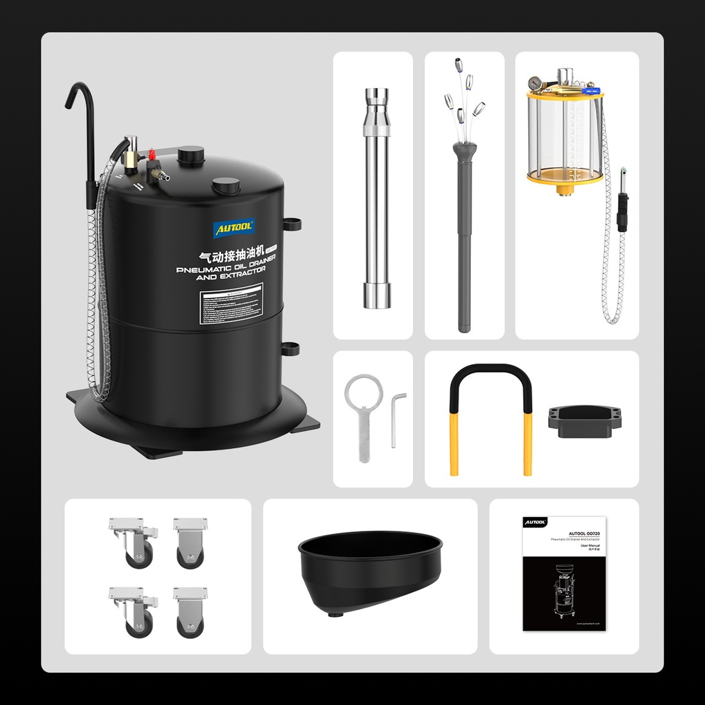 MAQUINA RECOLECTORA Y BOMBEADORA ACEITE NEUMATICA CAP.70LT AUTOOL OD720