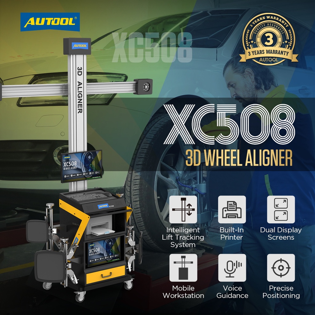 MAQUINA ALINEADOR  RUEDAS 3D POSICIONADOR TOTALMENTE AUTOMATICO AUTOOL 220V XC508