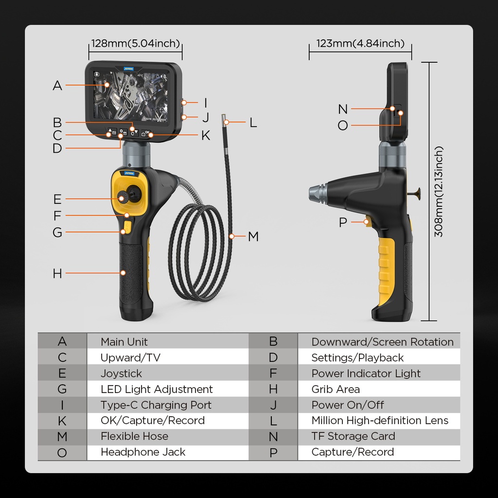 CAMARA INSPECCION AUTOMOVILES CON BOROSCOPIO ARTICULADO AUTOOL SVB308