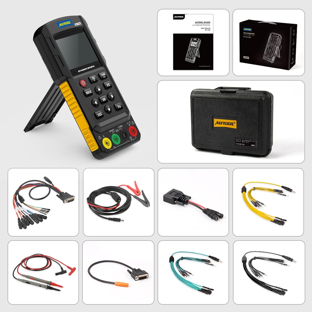 MULTIMETRO DIGITAL DIAGNOSTICO AUTOMATICO  12 MODOS PRUEBA AUTOOL DM303