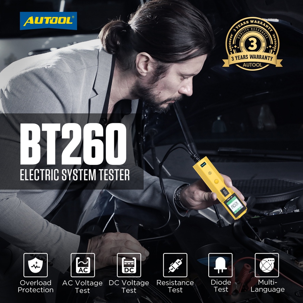 PROBADOR SISTEMA CIRCUITO ELECTRICO 9V-30V AUTOOL BT260