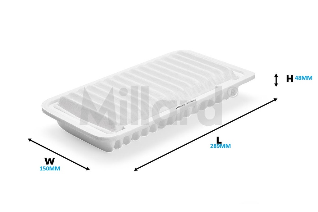 FILTRO AIRE PANEL MILLARD BYD / TOYOTA COROLLA 1.6L/1.8L PA4180 / 1780122020 / 178010D020 / 46834 / MK9482