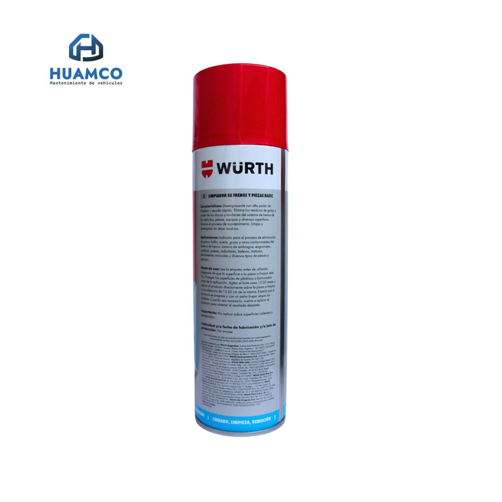 LIMPIADOR DE FRENOS WURTH 500 ML 00890 108 011