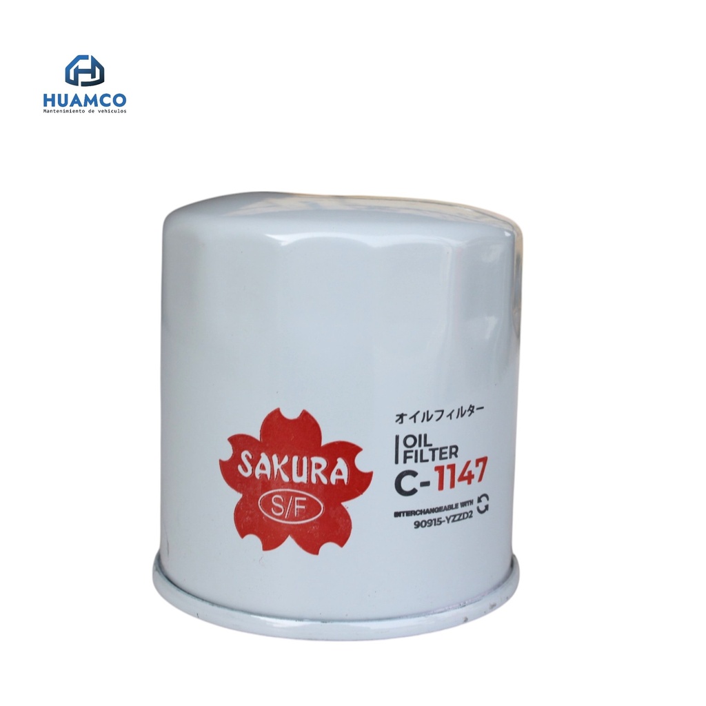 [C-1147] FILTRO ACEITE SAKURA TH 3/4"-16 / CREVROLET / FORD / JEPP / SUZUKI / TOYOTA / VOLVO /  90915-YZZD2 / P550335 / A-1402PLUS / ML3614 / LF3335 / C-1147