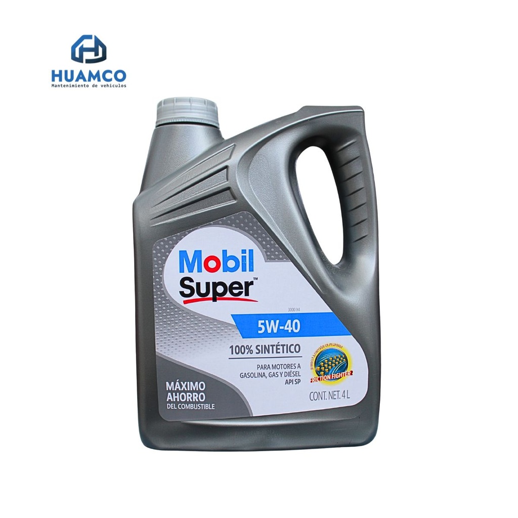 ACEITE MOBIL SUPER 3000 X4 5W-40 100% SINTETICO MOTORES GASOLINA  API SP 4L :PE 651616-1