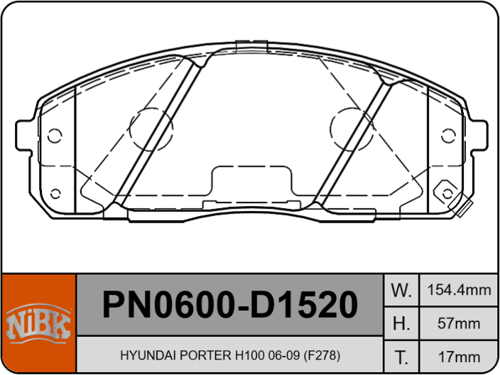 KIT PASTILLA NIBK FRENO DELANTERO HYUNDAI  H100 / PN0600