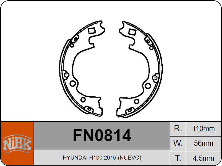 [FN0814] KIT ZAPATA FRENO HYUNDAI H100 FN0814