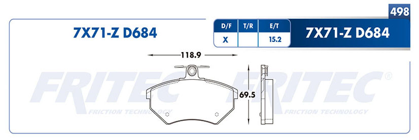 KIT PASTILLA  FRENO FRITEC CERAMIC  CHEVROLET N300, N400 D684 SPC-7X71-Z