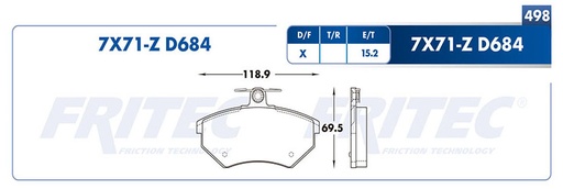[SPC-7X71-Z] KIT PASTILLA  FRENO FRITEC CERAMIC  CHEVROLET N300, N400 D684 SPC-7X71-Z