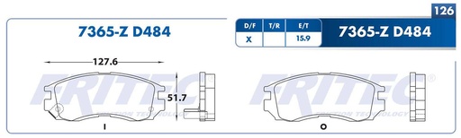 [M-7365-Z D484] KIT PASTILLA  FRENO FRITEC SEMIMETALICA DFSK C37 2023 / CHANGAN NEW SUPER VAN 2021 / M-7365-Z D484