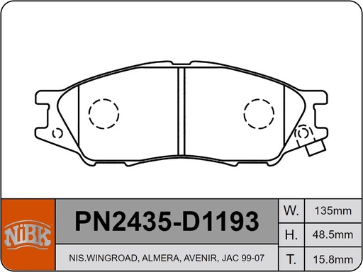 [PN2435] KIT PASTILLA FRENO NISSAN AD NIBK PN2435