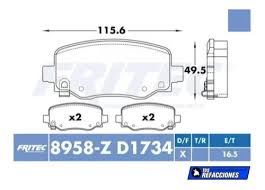 [SPC-8958-Z] JUEGO PASTILLAS FRENO POSTERIOR JEEP RENEGADE / D1734 / SPC-8958-Z