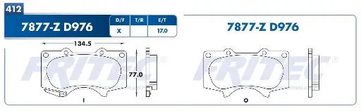 [HD-0976] PASTILLA DE FRENO DEL. PARA TOYOTA HILUX 1KD -1GD ROJA (4 PZAS.) FRITEC HD-0976